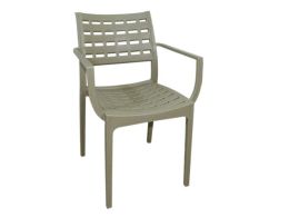 Πολυθρόνα καρέκλα εξωτερικού χώρου από πολυπροπυλένιο με διάσταση 45x49x83cm σε μπεζ χρώμα.