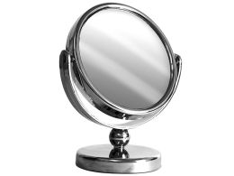 Καθρέπτης μακιγιάζ με βάση επιτραπέζιος σε χρωμέ απόχρωση, δύο όψεων με διάμετρο 16,5cm.