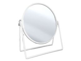 Καθρέπτης μακιγιάζ επιτραπέζιος στρόγγυλος με διάμετρο 17cm σε λευκό χρώμα.