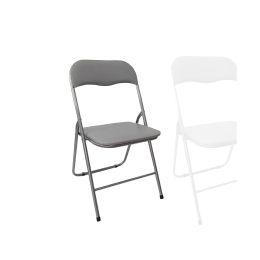 Καρέκλα μεταλλική πτυσσόμενη τύπου επισκέπτη σε γκρι απόχρωση.