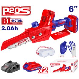 Αλυσοπρίονο μπαταρίας emtop  2x2ah brushless 20v με λάμα 15cm