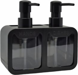 Dispenser κουζίνας πλαστικό διπλό μαύρο με θήκες Hands and Dishes 17x9,3x16,7εκ.
