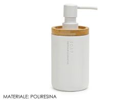Δοχείο Υγρού Σαπουνιού Polyresin με Λεπτομέρεια Bamboo 280ml Λευκό