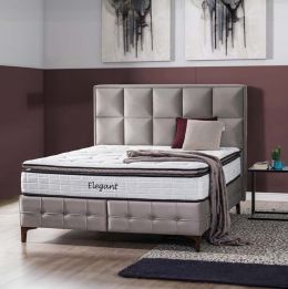 Elegant κρεβάτι με αποθηκευτικό χώρο και στρώμα 160x200cm εκρού Spitimas