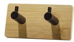 Κρεμάστρα τοίχου διπλή με βάση από bamboo 9x3,2x4,5cm