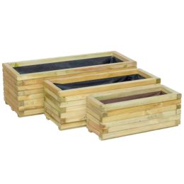 Γλάστρα ξύλινη σε σχήμα παραλληλόγραμμο με διάσταση 110x50xΥ37cm σε φυσική απόχρωση ξύλου.