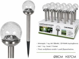 Ηλιακό Φωτιστικό Κήπου LED Φ8x37cm Ασημί