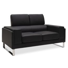 Καναπές Shea 2θέσιος PU Μαύρος με Inox Βάση 158x80x87cm