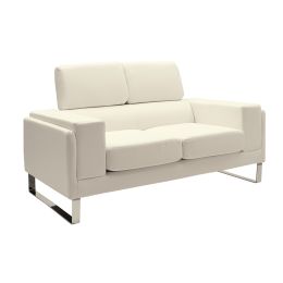 Καναπές Shea 2θέσιος PU Λευκός με Inox Βάση 158x80x87cm