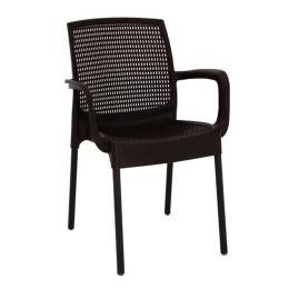 Πολυθρόνα καρέκλα από πλαστικό με διάσταση 83x56x52cm σε χρώμα καφέ.