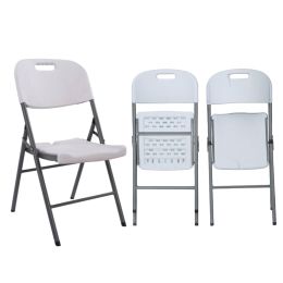 Καρέκλα πτυσσόμενη κατάλληλη για catering από πλαστικό σε λευκό χρώμα με διάσταση 57x46x83cm.