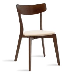 Καρέκλα Toto μπεζ ύφασμα rubberwood καρυδί πόδι 45.5x51.5x77εκ.