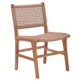 Καρέκλα Sponze teak ξύλο με σχοινί σε φυσική απόχρωση 50x58x85εκ.