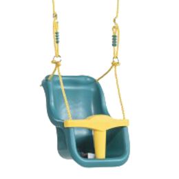 Κούνια κάθισμα μωρού με μπάρα τύπου "Τ" και ζώνη πρόσδεσης για μεγαλύτερη ασφάλεια με διάσταση 36x39x49,1cm σε τιρκουάζ απόχρωση με κίτρινη την μπάρα.
