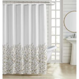 Κουρτίνα Μπάνιου Polyester 180x200εκ. 90gsm με 12 Κρίκους Λουλουδάτο Σχέδιο