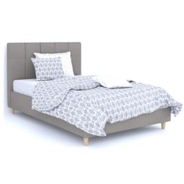 Κρεβάτι υφασμάτινο μονό δέχεται στρώμα 120x200cm σε γκρι απόχρωση με ξύλινα διακοσμητικά ποδαράκια.