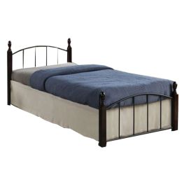 Κρεβάτι μονό με διάσταση 95x200x76cm από ξύλο μέταλλο σε μαύρο και καφέ χρώμα και δέχεται στρώμα 90x190cm.