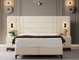 Σετ Κρεβάτι με αποθηκευτικό χώρο και στρώμα Diamond 160x200cm Εκρού Spitimas