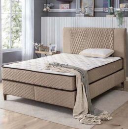 Lotus κρεβάτι με αποθηκευτικό χώρο και στρώμα 160x200cm μπεζ ανοιχτό Spitimas