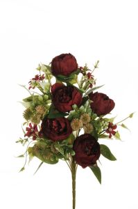 Τεχνητό μπουκέτο κλειστής παιώνιας Χ12 44cm κόκκινη