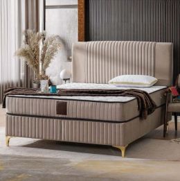 Nova κρεβάτι με αποθηκευτικό χώρο και στρώμα 160x200cm μπεζ Spitimas