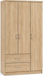 Ντουλάπα 3φυλλη Daria με δυο συρτάρια 90x42,5x180,5cm Sonoma