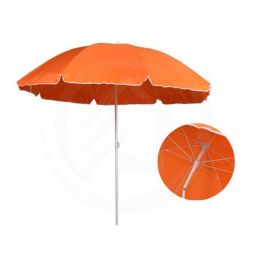Ομπρέλα θαλάσσης με μεταλλικό σκελετό και με ύφασμα σε πορτοκαλί χρώμα με μήκος 2m.