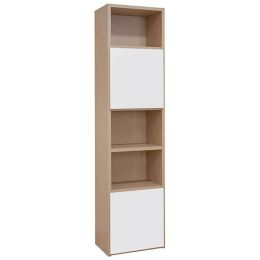 Βιβλιοθήκη παιδική με 2 ντουλάπια με μελαμίνη 25mm με διαστάσεις 48x35x195cm σε λευκό χρώμα με δρυς. Με την ποιότητα κατασκευής Spitimas!