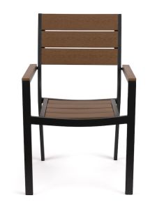 Πολυθρόνα κήπου Astoria αλουμινίου με polywood 57x56x88εκ. μαύρη-καφέ