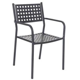 Πολυθρόνα καρέκλα Pollina μεταλλική με διάσταση 54x51x84cm σε ανθρακί χρώμα.