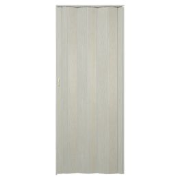 Πόρτα φυσαρμόνικα εσωτερικού χώρου από PVC με διαστάσεις 84x210cm και σε δρυς λευκό χρώμα.