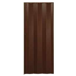 Πόρτα φυσαρμόνικα εσωτερικού χώρου από PVC με διαστάσεις 84x210cm και σε μαόνι χρώμα.