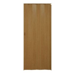 Πόρτα φυσαρμόνικα εσωτερικού χώρου από PVC με διαστάσεις 84x210cm και σε βελανιδιά χρώμα.