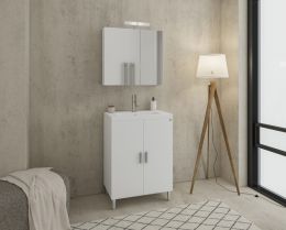 Σετ έπιπλο μπάνιου Roma 60cm με νιπτήρα και καθρέπτη λευκό 60x39x80cm