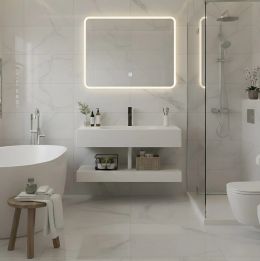 Σετ έπιπλο μπάνιου Thyra 60cm με νιπτήρα και καθρέπτη Led λευκό