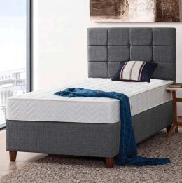 Side κρεβάτι με στρώμα 90x190cm γκρι σκούρο Spitimas       