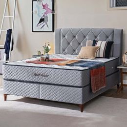 Sleep Maker κρεβάτι με αποθηκευτικό χώρο και στρώμα 160x200cm γκρι ανοιχτό Spitimas