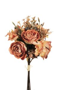 Τεχνητό μπουκέτο τριαντάφυλλα Χ4 35cm πορτοκαλί