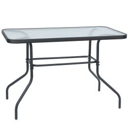 Τραπέζι ορθογώνιο εξωτερικού χώρου από μέταλλο και γυαλί ασφαλείας με διάσταση 110x65x70cm σε ανθρακί χρώμα.