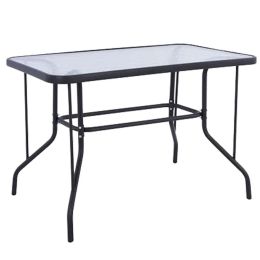 Τραπέζι ορθογώνιο εξωτερικού χώρου από μέταλλο και γυαλί ασφαλείας με διάσταση 130x80x70cm σε ανθρακί χρώμα.