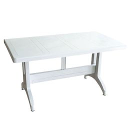 Τραπέζι εξωτερικού χώρου από πλαστικό σε χρώμα λευκό με διάσταση 120x70x74cm.