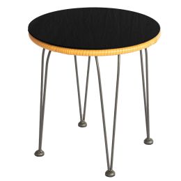Τραπέζι εξωτερικού χώρου μεταλλικό Texas σε φυσική απόχρωση με μαύρο γυαλί και με διάσταση 45x45x45cm.