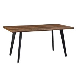 Τραπέζι τραπεζαρίας Grooves ξύλινο με μεταλλικό σκελετό 160x90x75cm Καρυδί