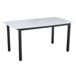 Τραπέζι τραπεζαρίας Pluto με μαρμάρινη όψη 160x90x76cm λευκό