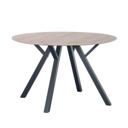 Τραπέζι τραπεζαρίας κατάλληλο για εσωτερικούς χώρους με διάσταση 120x75cm σε sonoma απόχρωση με μαύρα μεταλλικά πόδια.