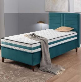 Viola κρεβάτι με αποθηκευτικό χώρο και στρώμα 90x190cm τιρκουάζ Spitimas