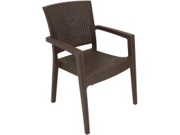 Πολυθρόνα καρέκλα εξωτερικού χώρου από πολυπροπυλένιο με διάσταση 60x60x88cm σε καφέ χρώμα