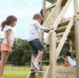 Ξύλινη σκάλα με κουπαστή 120 εκ.