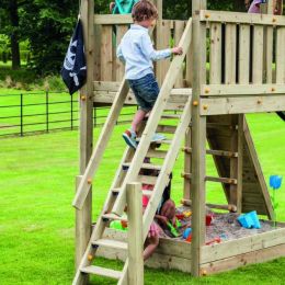 Ξύλινη σκάλα με κουπαστή 150 εκ.