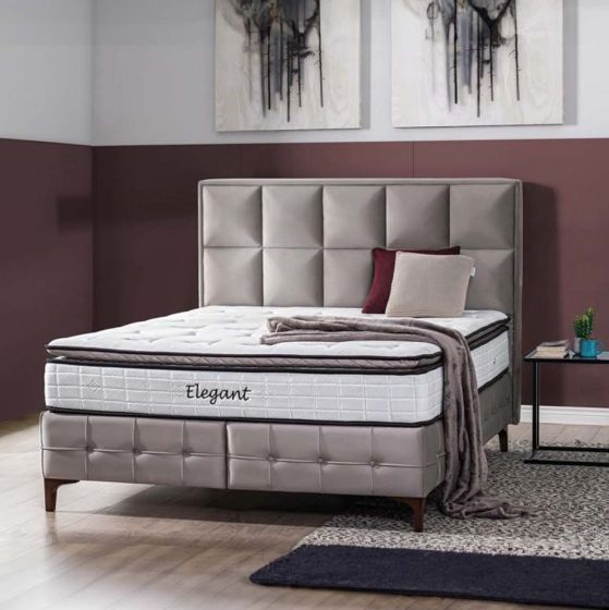 Elegant κρεβάτι με αποθηκευτικό χώρο και στρώμα 160x200cm εκρού Spitimas